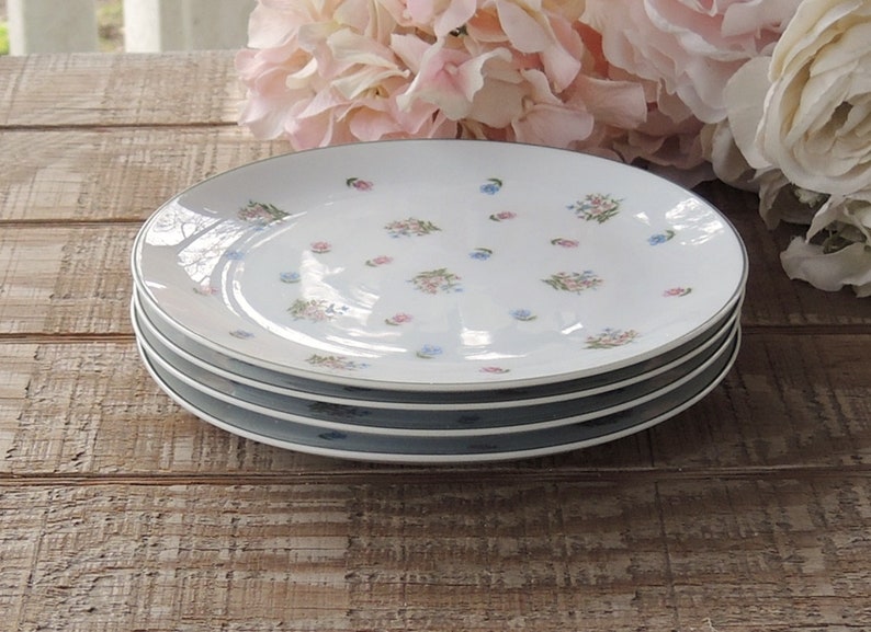 ON SALE Sadek Petite Fleur Salad Plates Set of 4 Cake Plates Tea Party China Floral Plates Bridesmaid Luncheon #6724