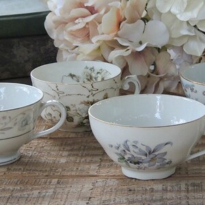 Mismatched Cottage Style Tea Cups Set of 4 Shabby Chic Tea - Etsy