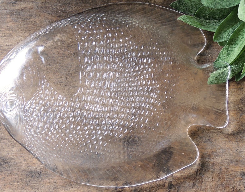 Clear Glass Fish Dinner Plate Arcoroc France Poisson Clear Tempered Glass Small Platter image 5