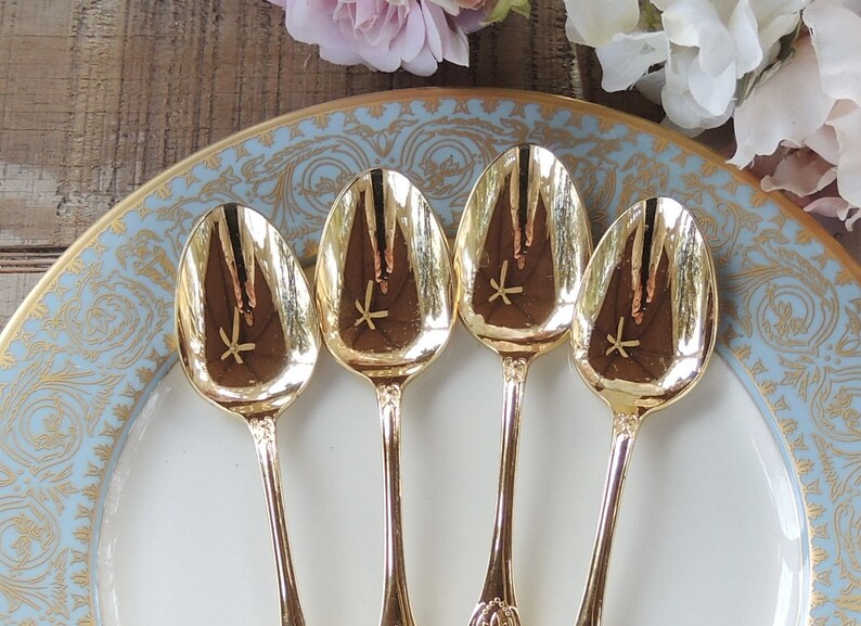 H.F. Ltd. Princeton Gold Soup Spoons Set of 4 Matching Spoons Etsy