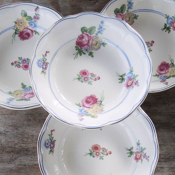 Grindley Devonshire Rose Dessert Bowls Set of 4 Creampetal Cottage Style Tea Party Bowls Small Bowls Made in England