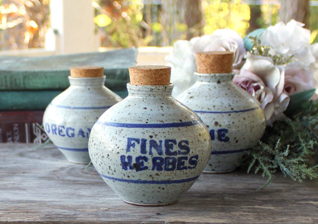 Splatterware Pot Blue Splatterware Herb Pot, Handmade Pottery Vintage Herb Jar Listing ...