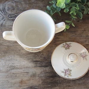 Cunningham and Pickett Stratford White Floral Covered Sugar Bowl Ca. 1940s AS IS image 7