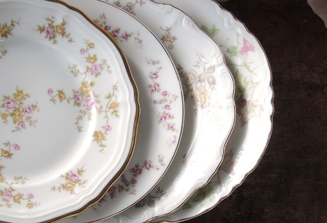Mismatched Vintage Bread and Butter Plates Set of 4 Dessert Plates