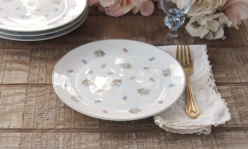 ON SALE Sadek Petite Fleur Salad Plates Set of 4 Cake Plates Tea Party China Floral Plates Bridesmaid Luncheon #6724