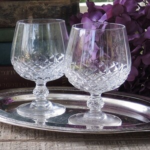 Vintage Brilliant Cut Crystal Brandy Snifters Glasses Set of 2 Cognac Brandy Glasses Barware
