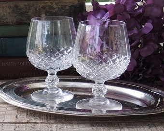 Vintage Brilliant Cut Crystal Brandy Snifters Glasses Set of 2 Cognac Brandy Glasses Barware