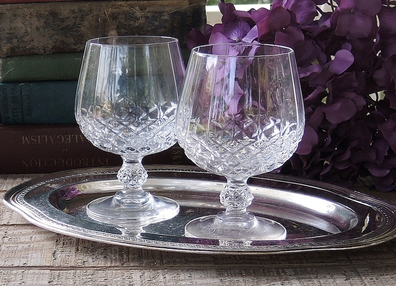 Vintage Brilliant Cut Crystal Brandy Snifters Glasses Set of 2 Etsy