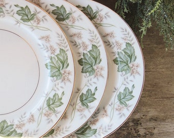 Noritake Daphne Dinner Plates Set of 3 Cottage Style White Hawthorn, Mid Century Table Decor, Vintage Housewares Made in Japan