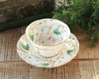 Grosvenor Emerald Tea Cup Set Fine English Bone China Tea Cup and Saucer Duet  Elegant Tea Party