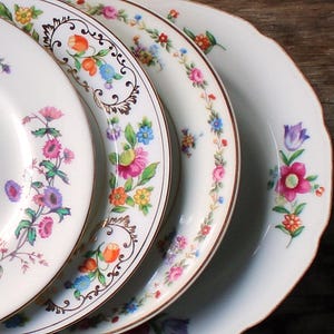 Mismatched Bright Florals Bread Plates Set of 4 Dessert Plates for Wedding Tea Party Replacement China