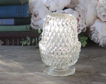 Indiana Glass Diamond Point Clear 2 Piece Candle Lamp Circa: 1965 - 1990