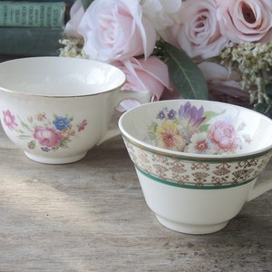 Mismatched Cottage Style Teacups Set of 4 Mix and Match English Cottage Style, Soy Candle Cups, Bridesmaid Gifts image 5