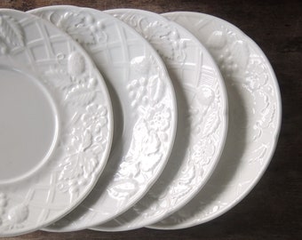 Mikasa English Countryside Saucers Set of 4 White Farmhouse China Plates Ironstone Dishwasher and Microwave Safe Replacement China