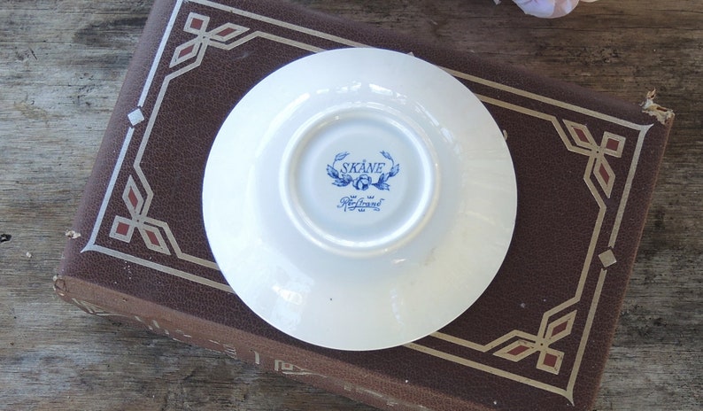 Skane Porcelain Blue and White Teacup Set Made in Sweden image 8