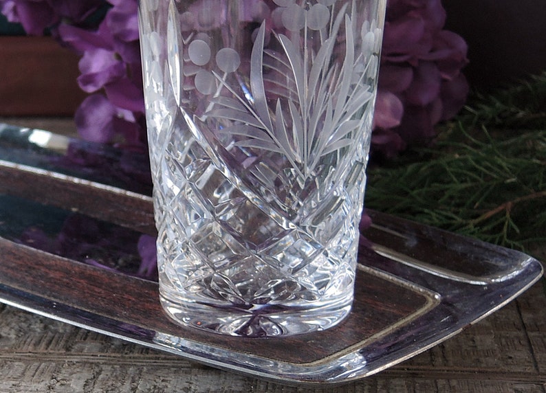 Brilliant Cut Floral Etched Leaded Crystal High Ball Glasses Etsy