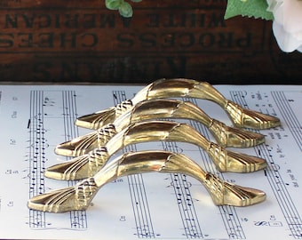 Vintage G.H.U. Brass Dresser Handles Set of 4 Hardware DIY Projects Furniture and Cabinet Restoration Hardware Ca. 1995