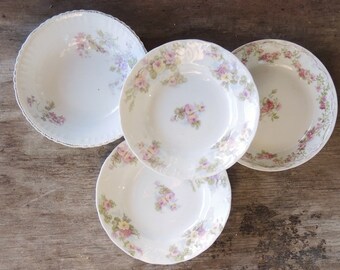 Mismatched French Limoges Dessert Bowls Set Of 4 Pink Floral Fruit Bowls Romantic Tea Parties