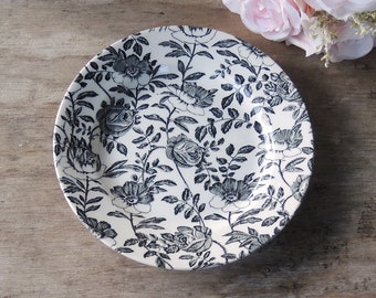 Churchill Black Peony Dinner Plate Listing is for ONE Plate ONLY Black and White China Made in England