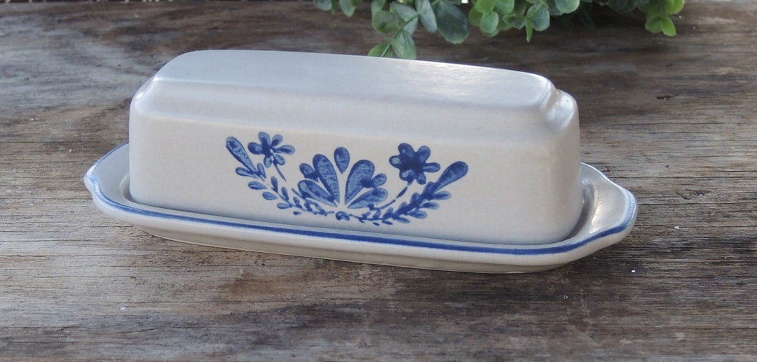 Pfaltzgraff Yorktowne Blue Butter Dish Salt Glazed Pottery Etsy