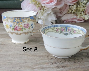 Custom Listing for Alexandra Mismatched Cottage Style Teacups Set of 20, Shabby Chic, Tea Party Shabby Cottage Style