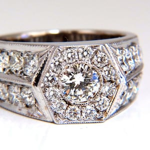 GIA-certifierad herrring med 2,29 karat naturliga diamanter i 18 karat Hexagon Deck *v