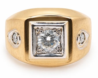 Men’s .60ct. Solitaire & Accent Natural Diamond Ring 14k Gold 95571