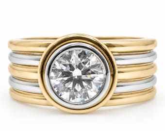 Anillo solitario de diamante natural certificado por Gia de 1,60 ct en oro de 18 quilates (95563)