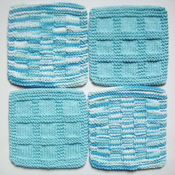 Soft Natural Dish Cloths Wash Cloths Robins Egg Blue and Mint Green Print