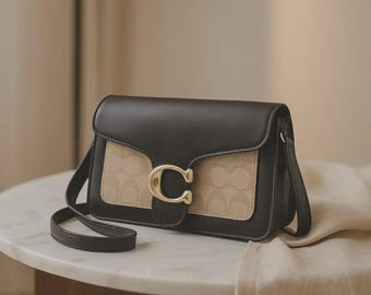 Black Leather Clutch Bag | Coach Willow Signature | Canvas Clutch Wallet white | Gift for Her | Date night bag