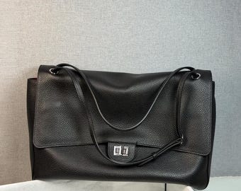 Slouchy Leather Shoulder Bags, Genuine Cow Leather Tote Bag, Soft Leather Handbags