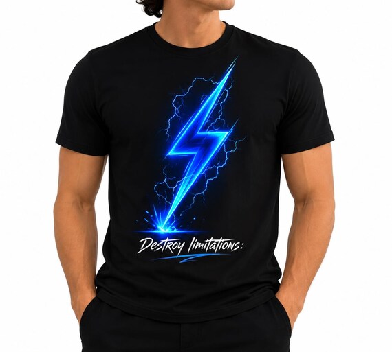 Men's Lightning Graphic T-Shirt: Motivational Streetwear Tee