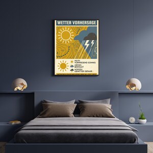 Vintage weerposter | Retro Duitse meteorologie muurdecoratie Berlijn 1953 (digitale download)