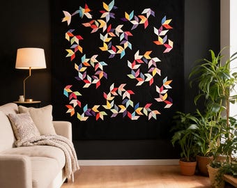 Patchwork-Quiltmuster „Schwalben“ (PDF), Quiltmuster „Fliegende Schwalben“, modernes Patchwork-Quiltmuster, Sofort-Download