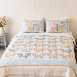 Mosaic Butterflies Quilt Pattern PDF, Butterfly Quilt Sewing Pattern, Patchwork Butterfly Quilt, Instant Download
