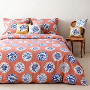 Plate Collection Quilt Pattern PDF, Blue White Applique Quilt Pattern, Vintage Pottery Quilt, Patchwork Quilt Pattern, Instant Download