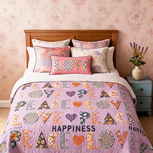 Peace and Love Quilt Pattern PDF, Letter Quilt Sewing Pattern, Heart Patchwork Quilt, Modern Quilt Tutorial, Instant Download