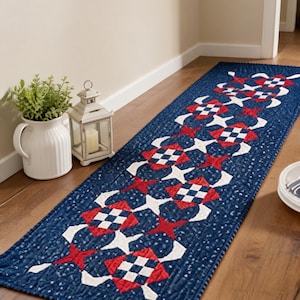 Liberty Nine Table Runner Pattern PDF, Nine Patch Star Table Runner, Patchwork Table Runner Pattern, Instant Download