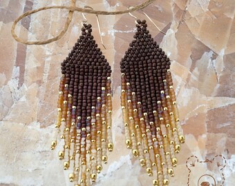 Fringe earrings / fading earrings /beaded earrings / western style / western earrings / turquoise western / Dusk On The Mountain earrings