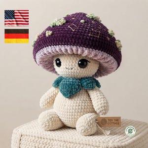 Stardust Cap Mushroom Amigurumi Crochet Pattern (PDF), Chibi Starlight Decor