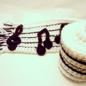 PATTERN Crochet Music Note Scarf Reversible Piano Scarf Bass Clef and Treble Clef image 5