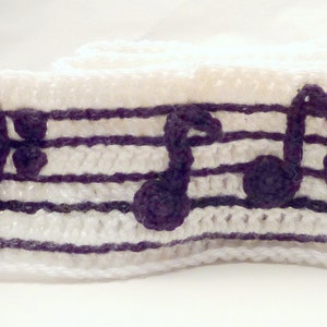 PATTERN Crochet Music Note Scarf Reversible Piano Scarf Bass Clef and Treble Clef image 3