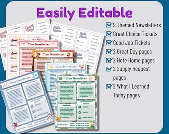 Parent Communication Kit, Editable Preschool Newsletter Templates with Note Home Pages