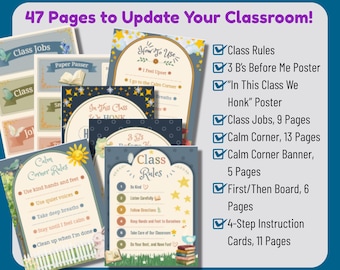 Storybook Theme Classroom Kit - Editable Calm Corner, Class Rules & Jobs