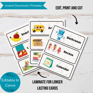 Editable Schedule Cards for Classroom Routine, 30 Visual Timetable in Canva