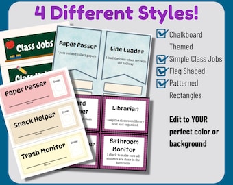 Editable Class Jobs, Canva Template Bundle With Four Different Styles