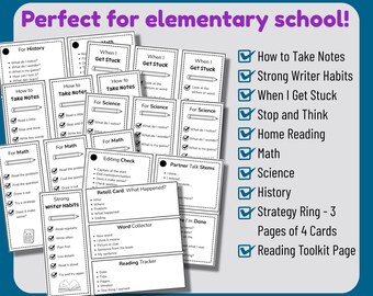 Printable Reading and Writing Strategy Tools for Elementary | Bookmarks, Strategy Rings, and Reading Toolkit