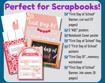 First Day Banner for Preschool, Editable Digital Download Kit in Pink