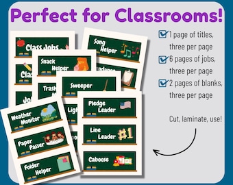 Classroom Jobs for Kids, Editable Canva Printable Job Chart