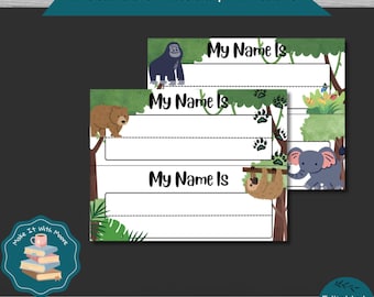Printable Animal Theme Name Tags for Kids' Desks, Prek or Elementary School